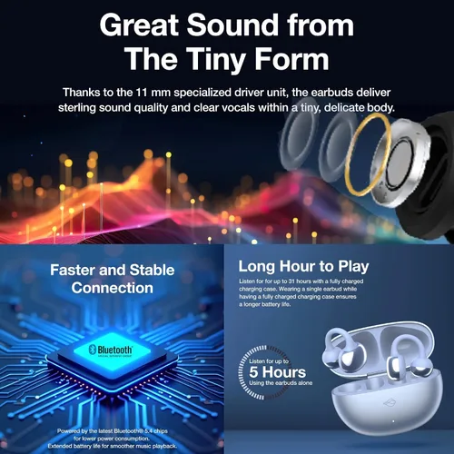 Vista 6 de THIАKA SORA Auriculares con clip de oreja abierta 0.16 oz ENC Bluetooth 5.4 Trabajo y Deportes Negro