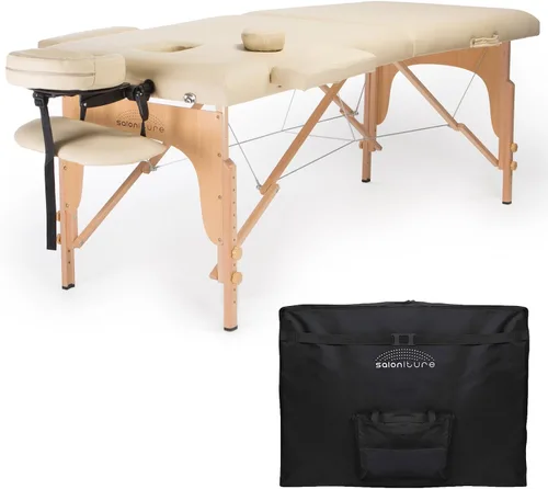 Vista 15 de Saloniture - Mesa de masaje plegable portátil profesional con estuche de transporte, color negro
