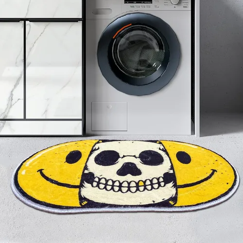 Vista 5 de Alfombras de baño creativas con estampado de calavera sonriente para dormitorio, alfombra de arte personalizada de microfibra antideslizante