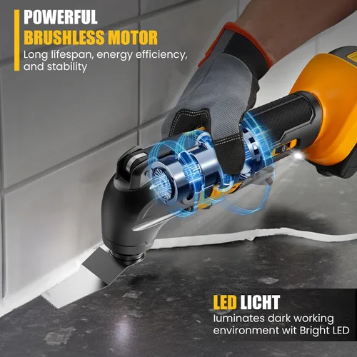 Vista 3 de Kit de múltiples herramientas oscilantes compatible con batería DEWALT de 20 V, herramientas oscilantes inalámbricas con motor sin escobillas, 6
