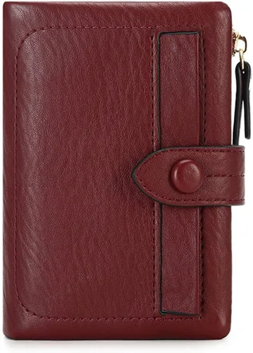 Vista 2 de Carteras pequeñas de triple pliegue para mujer, carteras Rfid para mujer, billeteras plegables de cuero para mujer, portatarjetas compactas