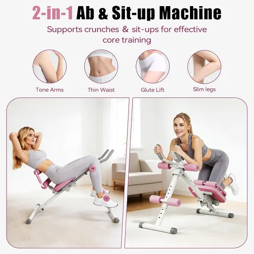 Vista 2 de EPHESPORT 2-in-1 Crunch & Sit-Up Ab Machine with Knee & Back Protection