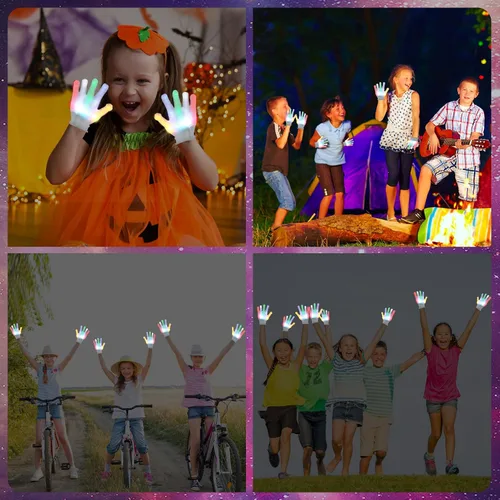 Vista 6 de Disfraz de Halloween para niños, juguetes geniales para guantes LED iridiscentes, regalos únicos para edades de 13 años en adelante, juguete