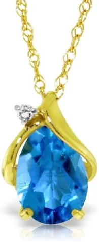 Vista 4 de Galaxy Gold GG Juego de collar y aretes de oro amarillo de 14 quilates con topacio azul con diamantes