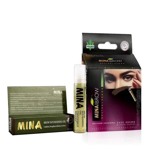 Vista 18 de Polvo de tinte para cejas natural marrón medio de MinaiBrow Kit de tinte instantáneo a prueba de manchas con cepillo doble biselado Marrón medio +