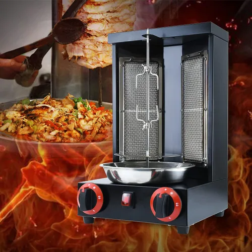 Vista 5 de Shawarma casero pollo parrilla gyro asador máquina de asador de encimera asador doner kebab máquina de gas vertical asador propano pavo parrilla