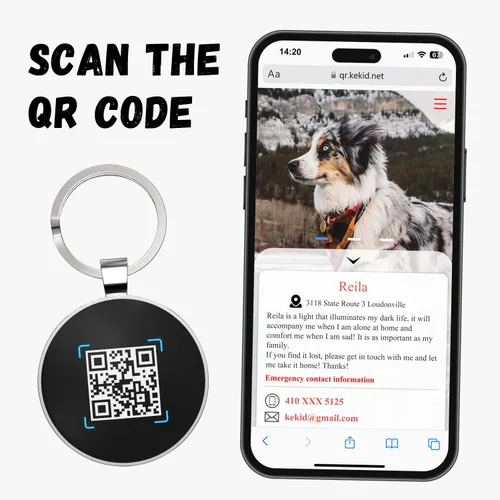 Vista 4 de Etiquetas de perro QR personalizadas para mascotas, etiquetas de identificación de código QR, etiquetas de identificación de mascotas inteligentes