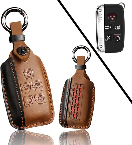 Vista 10 de ontto Funda de cuero para llave Land Rover, funda de protección completa, elegante soporte para llaves compatible con Range Rover para Jaguar