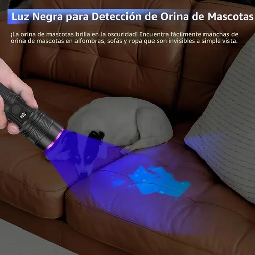 Vista 11 de Luces negras recargables de 365nm con linterna de luz UV de lente de filtro