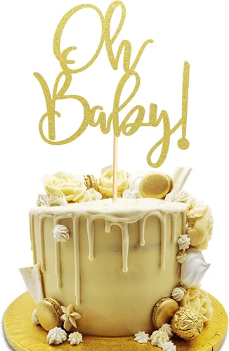 Vista 10 de Oh Baby Cake Toppers - Palillos para pasteles de baby shower para celebrar baby shower, suministros de decoración de fiesta de cumpleaños de niños