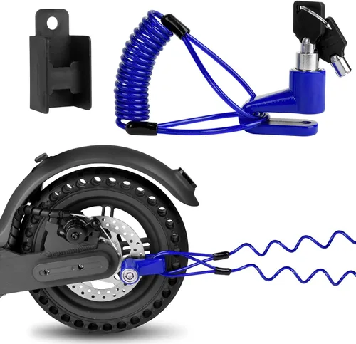 Vista 2 de Ainiv Bloqueo de freno de disco, antirrobo E Scooter Lock, cable de 5 pies/0.472 in, negro Cable Bike Lock Waterproof with 2 Keys for Scooter