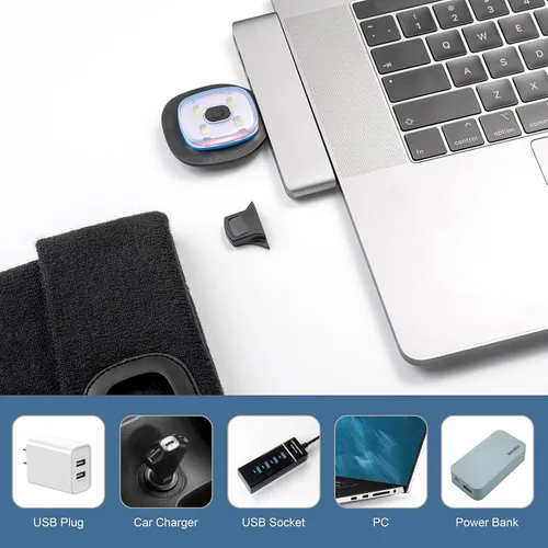 Vista 25 de Tutuko Gorro unisex con luz, gorro LED recargable por USB, sombrero LED con linterna, regalos para hombres, mujeres, papá