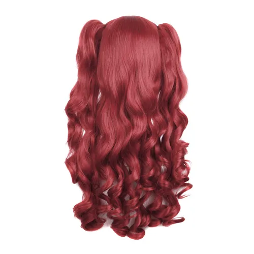 Vista 2 de Peluca MapofBeauty Lolita para disfraz cabello largo rizado con coleta Rojo Bronce