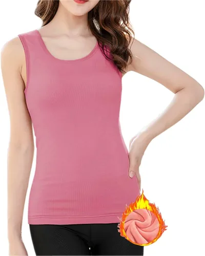Vista 9 de Ropa interior de algodón con forro polar térmico para mujer, camiseta sin mangas, chaleco de capa base cálida