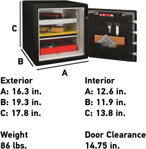 Vista 10 de SentrySafe Caja de seguridad contra incendios, caja de seguridad extra grande con clave, 1,23 pies cúbicos, SFW123CU