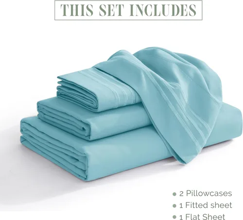 Vista 3 de Elegant Comfort - Juego de sábanas de lujo de 4 piezas - Ropa de cama de lujo de 1500 hilos, calidad de hotel prémium, microfibra, resistente a
