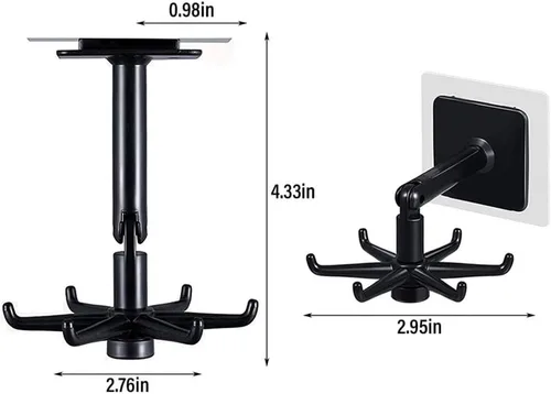Vista 5 de Ganchos Portautensilios Colgantes Soporte para Utensilios de Cocina Gancho para Pared Montaje con Rotación de 360 Grados Gancho Plegable