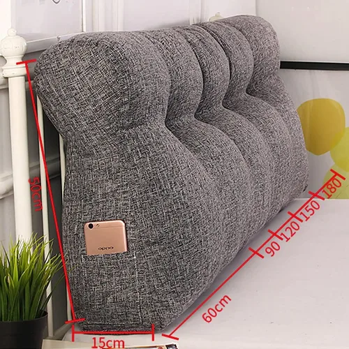 Vista 7 de Cojín triangular grande para cabecero de lectura, almohada para reposo en cama, respaldo triangular, respaldo de forro polar, soporte de Café
