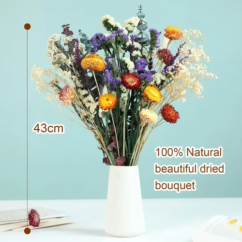 Vista 3 de Ramo de flores secas naturales, 17 pulgadas rústico bohemio para decoraciones de boda de otoño