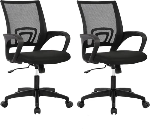 Vista 18 de Meet perfect Silla de oficina con respaldo medio, moderna silla ejecutiva de escritorio para computadora, silla giratoria con ruedas, silla
