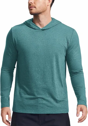 Vista 13 de PINSPARK Sudaderas ligeras con capucha tipo pullover para hombres, manga larga, sudadera con capucha para golf, gimnasio, entrenamiento, sudadera