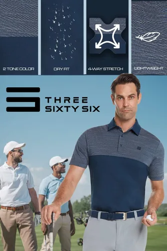 Vista 5 de Three Sixty Six Quick Dry Golf Shirts for Men - Moisture Wicking Short-Sleeve Casual Polo Shirt