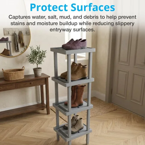 Vista 3 de Zapatero para recoger y drenar agua y arena, estante organizador de casillero de entrada para zapatos y botas húmedos, estante para botas de drenaje