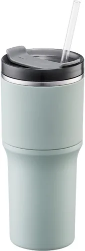 Vista 9 de LocknLock Metro - Vaso de acero inoxidable con aislamiento de doble pared con agarre antideslizante, tapa, 22 onzas, gris