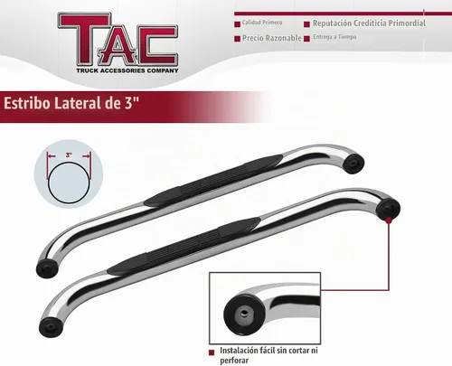 Vista 6 de TAC - Estribos laterales para Chevy Silverado/GMC Sierra 1500 1999-2018 Cabina regular, Silverado/Sierra 2500/3500 1999-2019 cabina regular