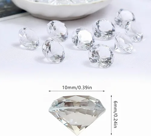 Vista 2 de Diamante falso, 1700 piezas de diamantes acrílicos transparentes de 0.394 pulgadas, gemas de cristal para rellenos de jarrón, dispersión de mesa