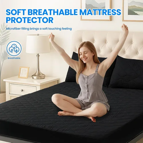 Vista 5 de Protector de colchón impermeable, protector de colchón individual ajustado hasta 16 pulgadas de profundidad, funda de colchón de cama suave