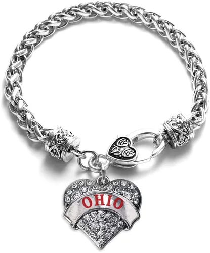 Vista 151 de Pulsera de plata con dije de corazón pavé con joyas de circonita cúbica