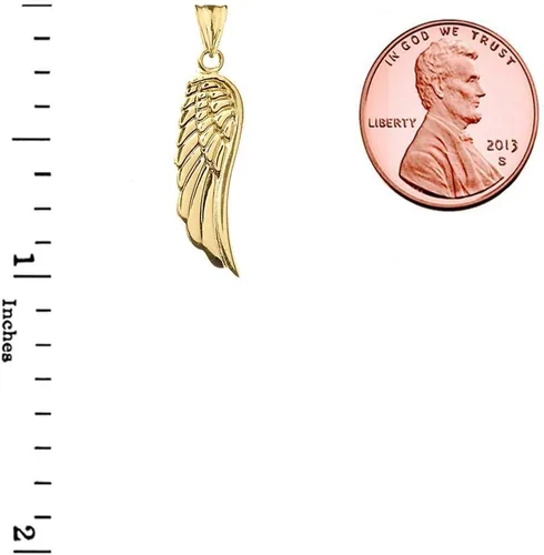 Vista 3 de Collar con colgante de ala de ángel de oro de 14 quilates