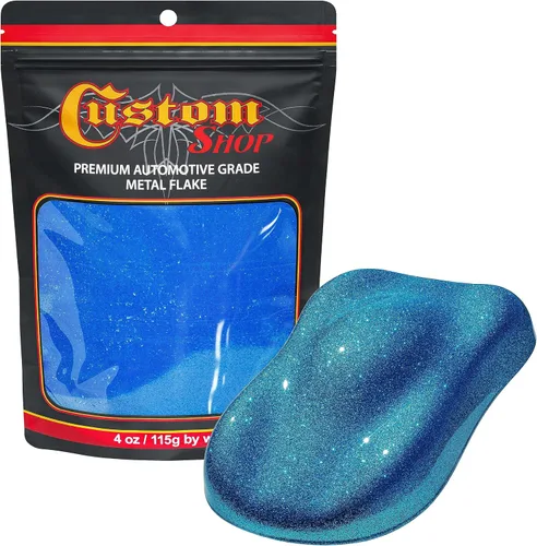 Vista 18 de Custom Shop - Purpurina metálica para pintura automotriz, oro brillante, 4 oz, micro escamas de metal de 0.004" para pintura de automóviles, aditivo