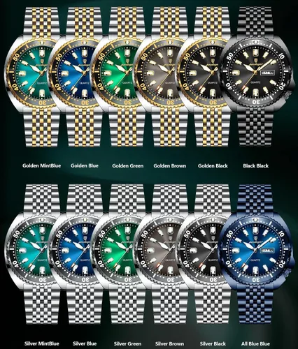 Vista 6 de Hombres de negocios reloj fecha semana impermeable luminoso hombre de lujo reloj de pulsera deportes acero inoxidable hombres moda cuarzo relojes