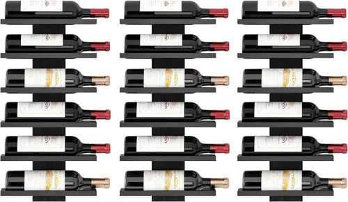 Vista 16 de Hoctieon - Estante para vinos de 3 niveles, madera marrón rústica Marrón rústico