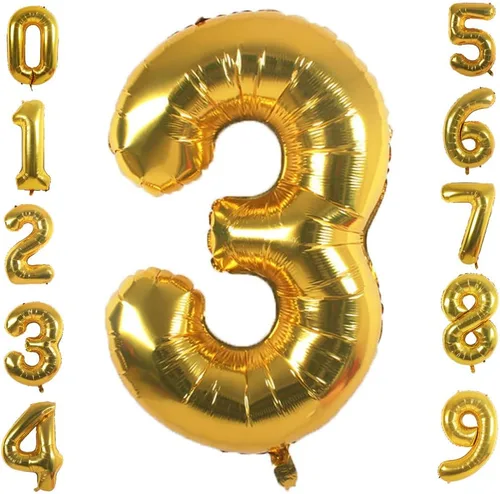 Vista 5 de Globos de papel de aluminio dorado (número 1, 40 pulgadas)