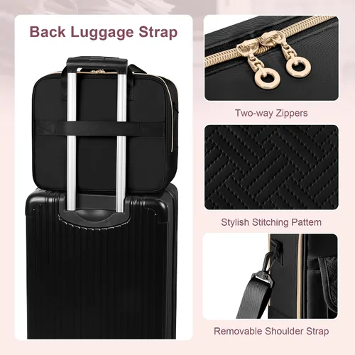 Vista 6 de Bolso para profesora con organizador de archivos de acordeón, maletín para laptop de 39.6 cm para mujeres, profesora, tutora, enfermera y Negro