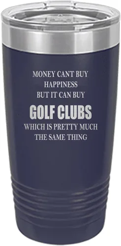 Vista 9 de Rogue River Tactical Funny Money Happiness Golf Clubs - Taza de viaje con tapa aislada al vacío, regalo para golfista, papá, abuelo, pelota (negro)