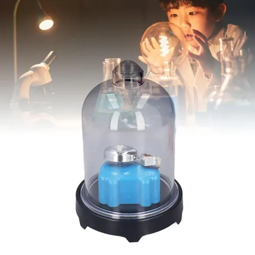 Vista 4 de Tarro de vacío con base, cámara de vacío, tarro de plástico de laboratorio para experimento de propagación de sonido, herramienta educativa