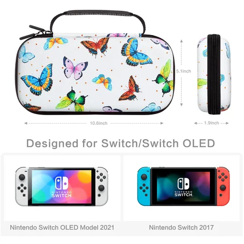 Vista 2 de Butterfly Nintendo Switch Case, Nintendo Switch OLED Case, Nintendo Switch Carrying Case for Girls Boys, Protective Hard Shell Portable Swtich Case