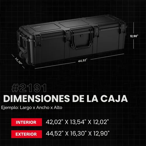 Vista 2 de Condition 1 Maletín rígido impermeable vacío de 45" con ruedas – Candado, Aprobado por la TSA, Almacenamiento de equipaje largo, Resistente al agua