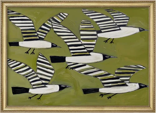 Vista 149 de MUDECOR Lienzo enmarcado prémium para pared, pinos nevados en bosque de invierno, ilustraciones modernas, arte contemporáneo, escénico, divertido