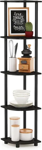 Vista 100 de Furinno Turn-N-Tube - Estantes de almacenamiento, estante para libros de 3 niveles, estante esquinero, estantes abiertos sin herramientas