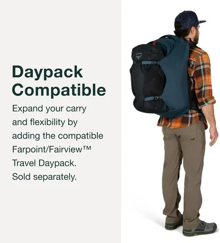 Vista 6 de Osprey Farpoint 40L Mochila de viaje para hombre, azul espacial apagado