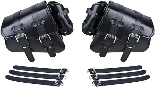 Vista 9 de Astra Depot Compatible con Harley Sportster XL883 XL1200 Alforja Solo con Brazo Oscilante de Cuero PU Negro (Izquierda y Derecha)
