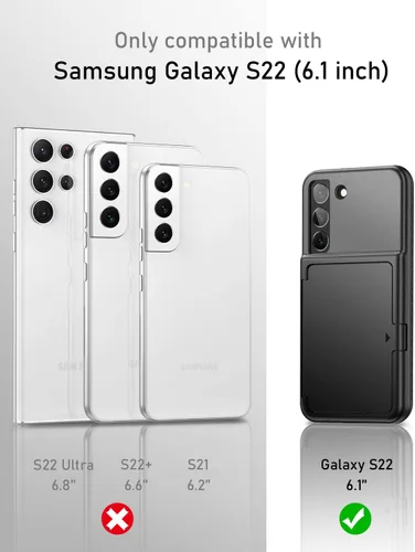 Vista 2 de WeLoveCase Funda tipo cartera para Samsung Galaxy S22 con tarjetero y espejo oculto, protección completa, a prueba de golpes, diseñada para Samsung