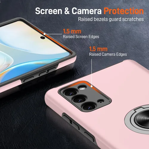 Vista 121 de Gritup - Funda para Galaxy A05S con protector de pantalla HD×2, funda protectora para teléfono a prueba de golpes con soporte magnético de anillo