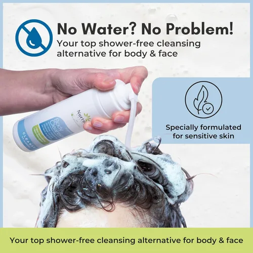 Vista 3 de Nurture - Limpiador espumoso sin agua sin enjuague para mujeres, camping, ancianos y cuidado hospitalario Gel de baño sin enjuague con aloe