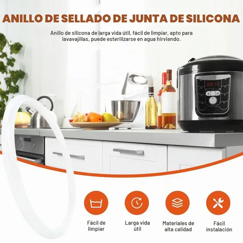 Vista 6 de 4 anillos de silicona de repuesto para juntas de 5 y 6 cuartos de galón, piezas de accesorios, transparentes (actualizados)